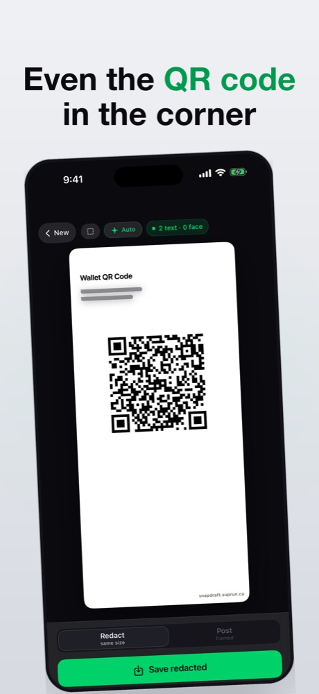 A QR code detected and blurred